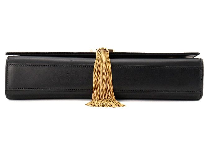 Autre Marque SAINT LAURENT - Borsa a tracolla Kate Pompon Medium Saint Laurent in pelle liscia nera Nero - vista 4