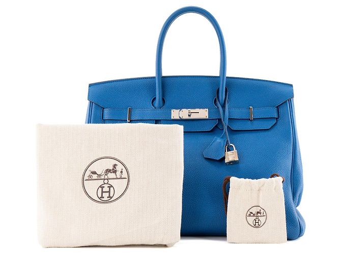 HERMÈS - Borsa a mano Birkin 35 Hermès in pelle togo bleu zellige Blu - vista 10