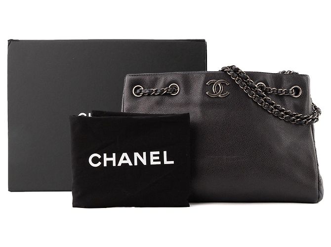 CHANEL - Borsa Shopping Tote Chanel in pelle caviar blu navy - vista 9