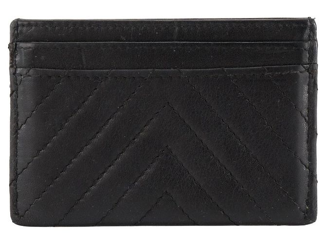 CHANEL - Classic/Timeless Chanel Kartenetui aus schwarzem Chevron-Leder - Ansicht 2