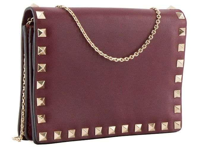 Valentino Garavani VALENTINO - Borsa a tracolla Valentino Rockstud in pelle liscia bordeaux Bordò - vista 2