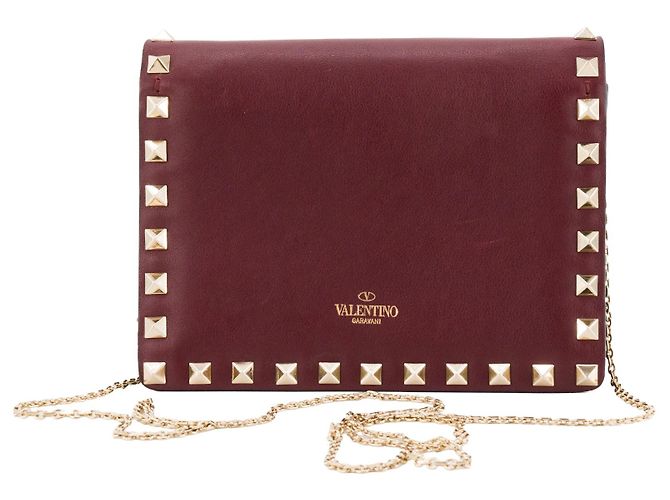 Valentino Garavani VALENTINO - Borsa a tracolla Valentino Rockstud in pelle liscia bordeaux Bordò - vista 3