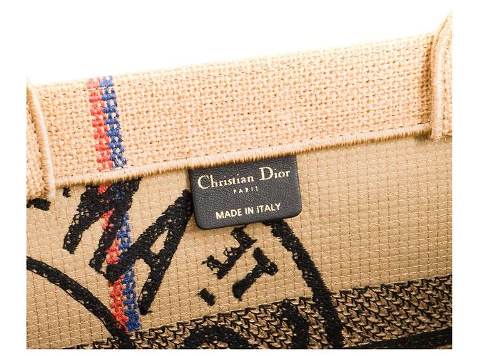 DIOR - Book Tote medium Dior Shopper aus braunem Jutecanvas - Ansicht 10