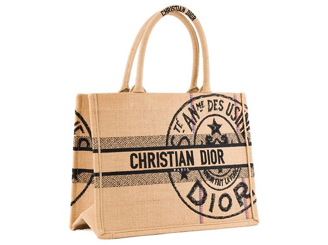 DIOR - Book Tote medium Dior Shopper aus braunem Jutecanvas - Ansicht 2