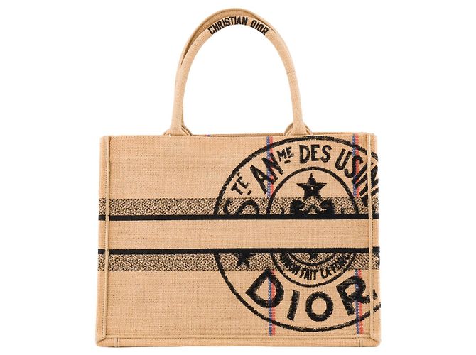 DIOR - Book Tote medium Dior Shopper aus braunem Jutecanvas - Ansicht 3