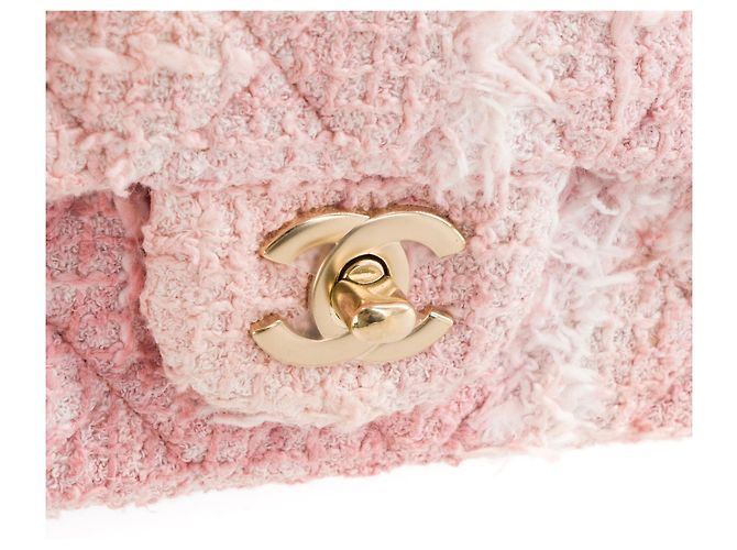 CHANEL - Borsa a tracolla Mini Rectangle Classique/Timeless Chanel in tweed rosa - vista 5