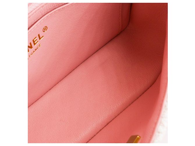 CHANEL - Borsa a tracolla Mini Rectangle Classique/Timeless Chanel in tweed rosa - vista 8