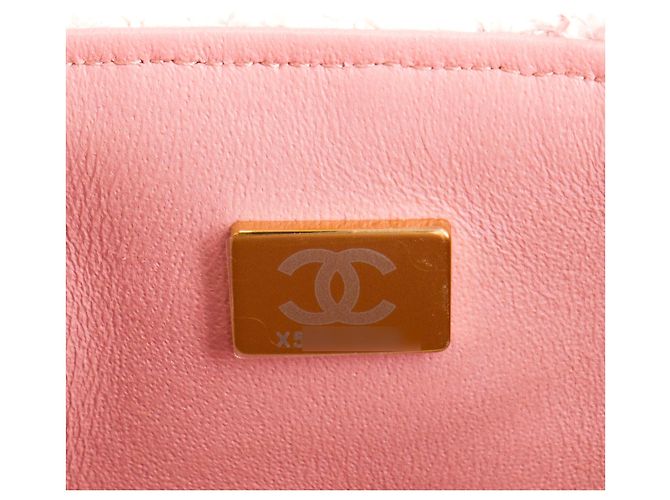 CHANEL - Borsa a tracolla Mini Rectangle Classique/Timeless Chanel in tweed rosa - vista 9