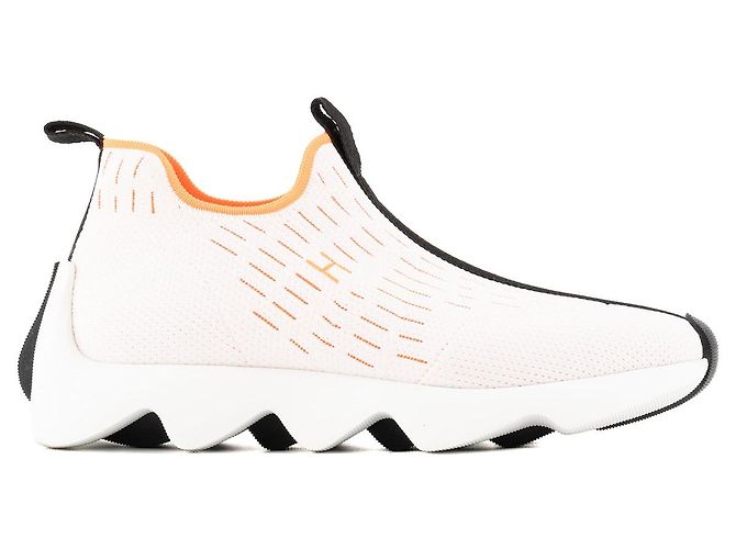 HERMÈS - Sneakers Eclair Hermès in tela bianca e arancione (T37) Bianco - vista 2