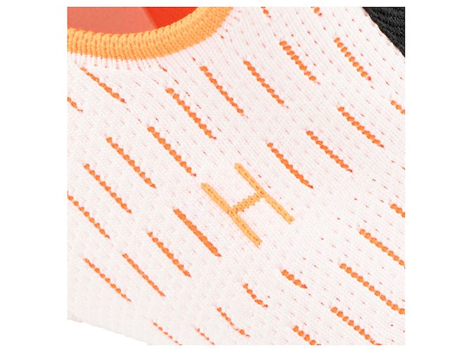 HERMÈS - Sneakers Eclair Hermès in tela bianca e arancione (T37) Bianco - vista 4