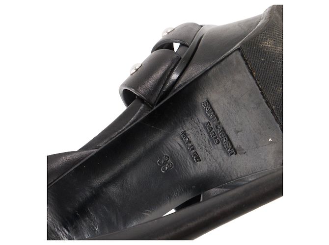 Autre Marque SAINT LAURENT - Sandali con tacco Tribute Saint Laurent in pelle nera e borchie argentate (T38) Nero - vista 6