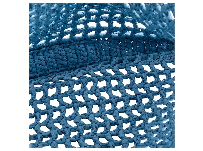 PRADA - Borsa tote in crochet Prada in rafia blu - vista 5