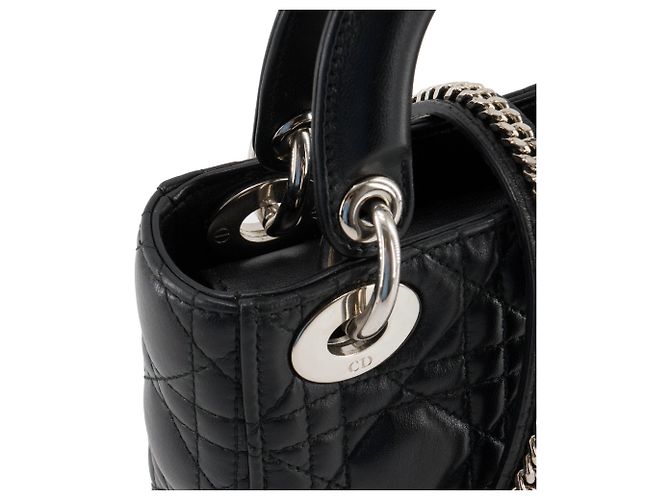 Autre Marque DIOR - Borsa a tracolla Lady Dior mini in pelle cannage nera Nero - vista 6