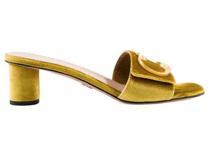 Autre Marque DIOR - Sandali con tacco CD Dior in velluto dorato (T38) D'oro - vista 2