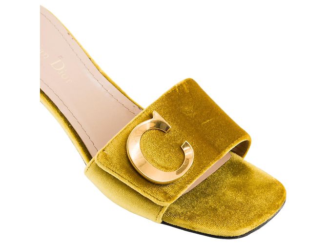 Autre Marque DIOR - Sandali con tacco CD Dior in velluto dorato (T38) D'oro - vista 4