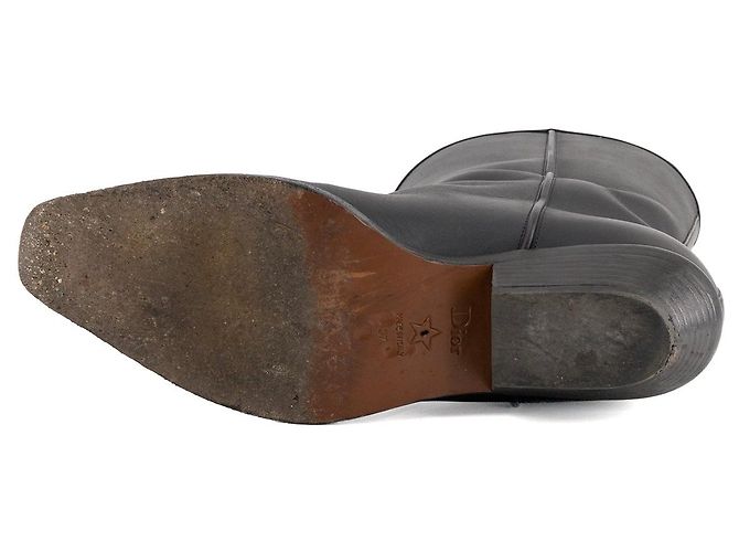 Autre Marque DIOR - Botas LA Dior de piel lisa negra (T37) Negro - vista 3