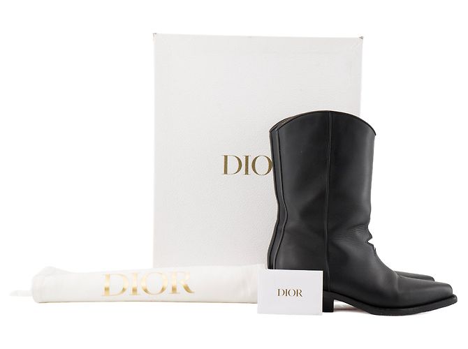 Autre Marque DIOR - Botas LA Dior de piel lisa negra (T37) Negro - vista 8
