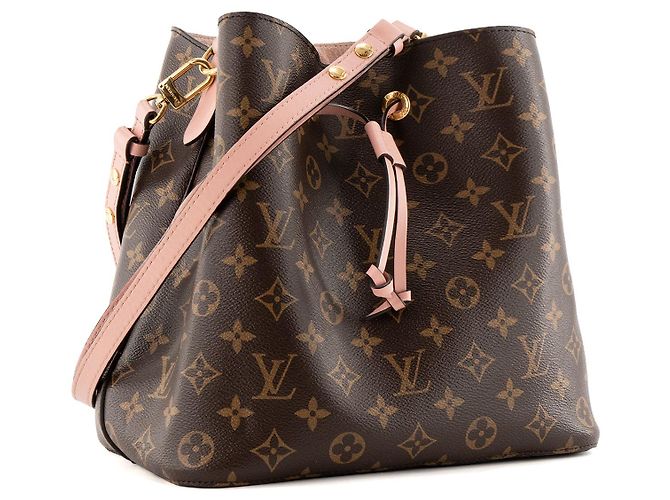 LOUIS VUITTON - Bolsa de ombro Louis Vuitton NéoNoé em tela revestida monogramada e couro rosa Marrom - vista 2