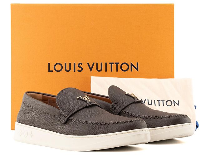 LOUIS VUITTON - Mocasines LV Resort Louis Vuitton en cuero granulado marrón (T42,5) Castaño - vista 10