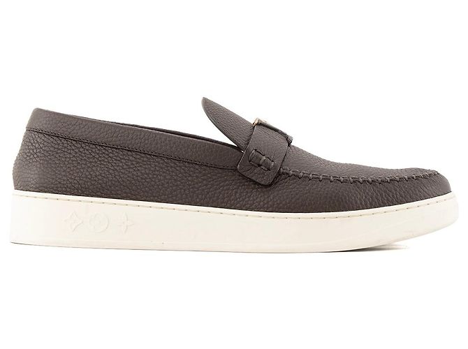 LOUIS VUITTON - Mocasines LV Resort Louis Vuitton en cuero granulado marrón (T42,5) Castaño - vista 2