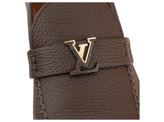 LOUIS VUITTON - Mocasines LV Resort Louis Vuitton en cuero granulado marrón (T42,5) Castaño - vista 4