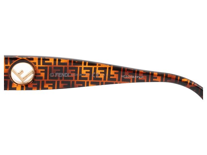 FENDI - Occhiali da sole Fendi in metallo dorato e acetato monogrammato marrone - vista 4