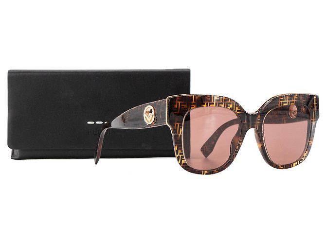 FENDI - Occhiali da sole Fendi in metallo dorato e acetato monogrammato marrone - vista 6