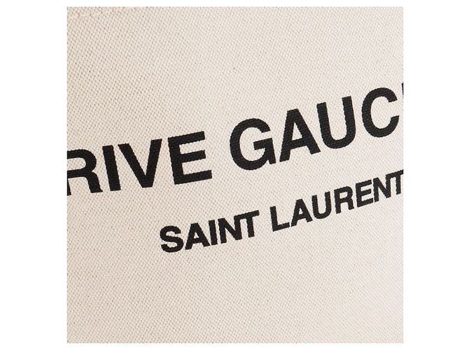 Autre Marque SAINT LAURENT - Borsa Saint Laurent Cabas Rive Gauche in tela beige e pelle marrone Metallico - vista 5