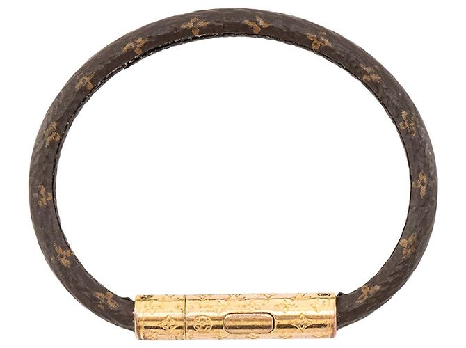 LOUIS VUITTON - Bracciale Keep It Louis Vuitton in tela monogrammata marrone (T17) - vista 3