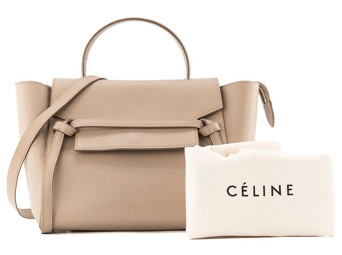 Céline CELINE - Borsa a tracolla Belt Celine in pelle grana beige - vista 9