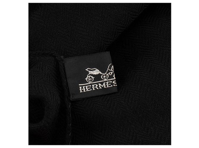 HERMÈS - Bufanda Hermès en cachemira y lana negra Negro - vista 3