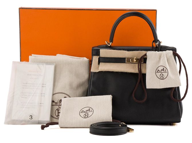 HERMÈS - Borsa a tracolla Hermès Kelly 25 in pelle di vitello swift nera HSS Nero - vista 12