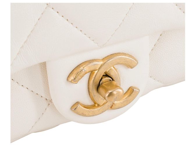 CHANEL - Borsa a tracolla Classique/Timeless Chain in pelle stropicciata bianca Bianco - vista 5