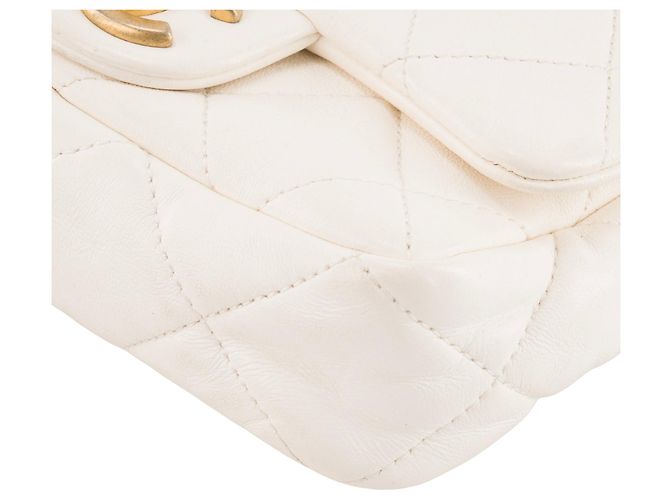CHANEL - Borsa a tracolla Classique/Timeless Chain in pelle stropicciata bianca Bianco - vista 6