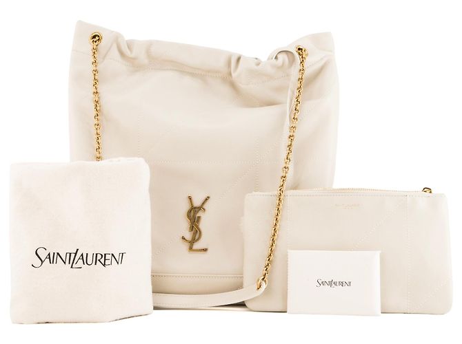 Autre Marque SAINT LAURENT - Saint Laurent Jamie Pochon Schultertasche aus beigem Glattleder - Ansicht 8