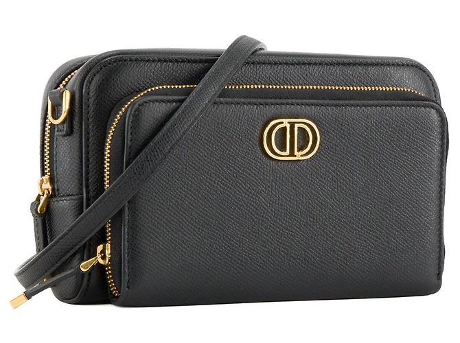 Autre Marque DIOR - Borsa a tracolla Caro Double Pouch Dior in pelle martellata nera Nero - vista 2