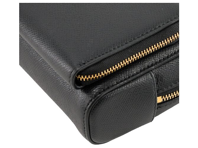 Autre Marque DIOR - Borsa a tracolla Caro Double Pouch Dior in pelle martellata nera Nero - vista 6