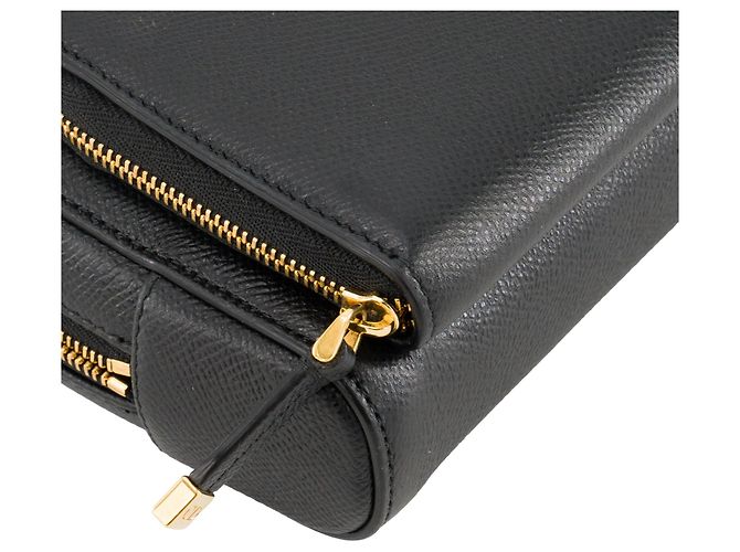 Autre Marque DIOR - Borsa a tracolla Caro Double Pouch Dior in pelle martellata nera Nero - vista 7