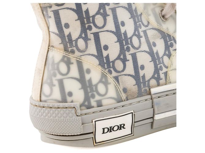 Autre Marque DIOR - Sneakers B23 Dior in toile oblique bianca e grigia (T40) Grigio - vista 4