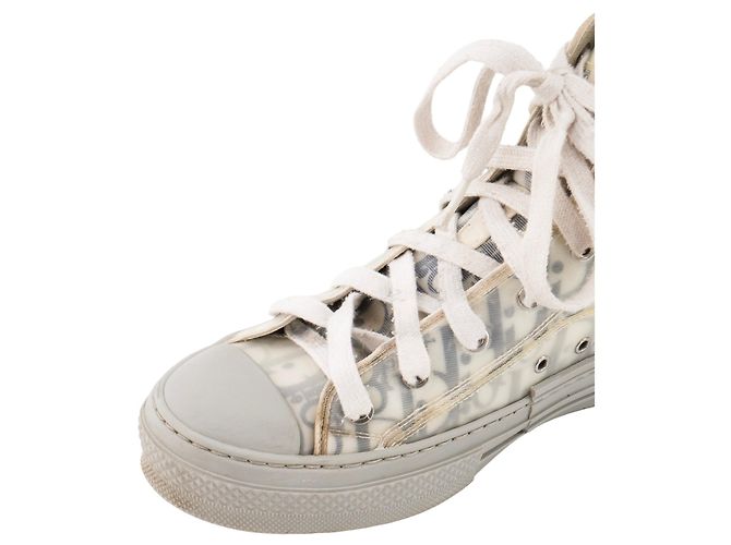 Autre Marque DIOR - Sneakers B23 Dior in toile oblique bianca e grigia (T40) Grigio - vista 5