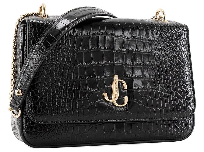 JIMMY CHOO - Borsa a tracolla Palace Jimmy Choo in pelle goffrata nera Nero - vista 2