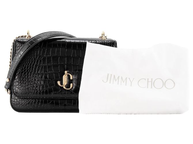 JIMMY CHOO - Borsa a tracolla Palace Jimmy Choo in pelle goffrata nera Nero - vista 8