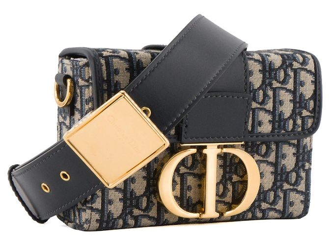 Autre Marque DIOR - Borsa a tracolla 30 Montaigne Box Dior in tela e pelle blu navy - vista 2