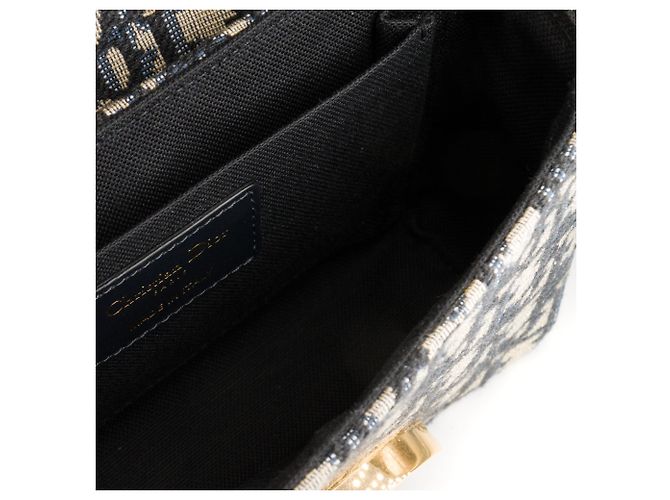 Autre Marque DIOR - Borsa a tracolla 30 Montaigne Box Dior in tela e pelle blu navy - vista 8