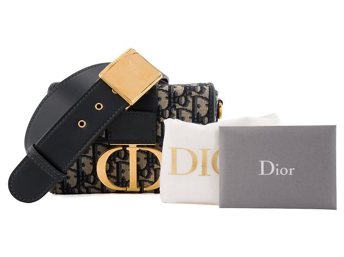 Autre Marque DIOR - Borsa a tracolla 30 Montaigne Box Dior in tela e pelle blu navy - vista 9