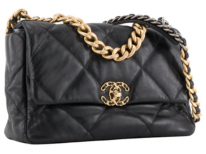 CHANEL - Borsa a tracolla Chanel 19 modello grande in pelle liscia nera Nero - vista 2