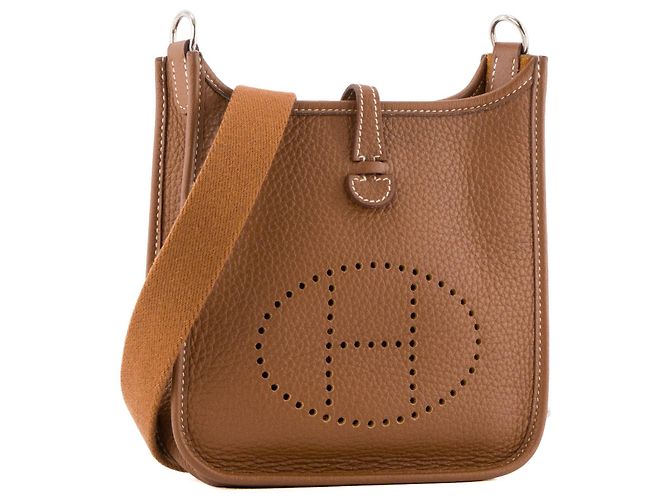 HERMÈS - Sac à bandoulière Evelyne 16 Hermès en cuir clémence marron gold - vue 2