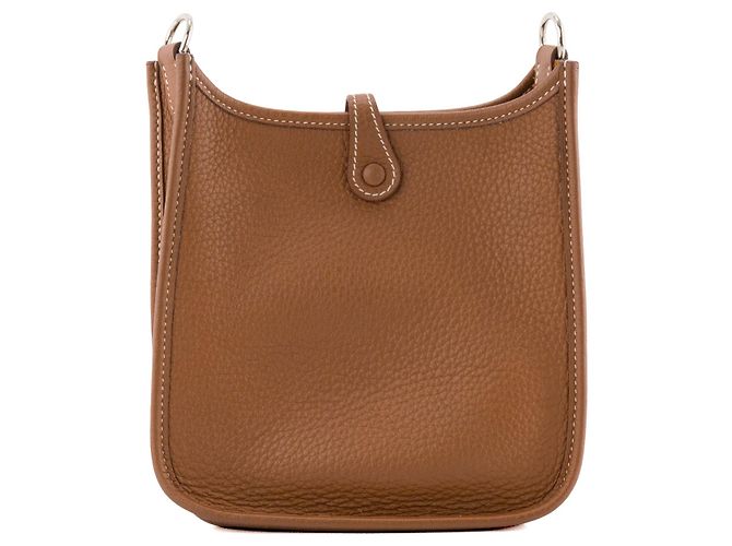 HERMÈS - Sac à bandoulière Evelyne 16 Hermès en cuir clémence marron gold - vue 3