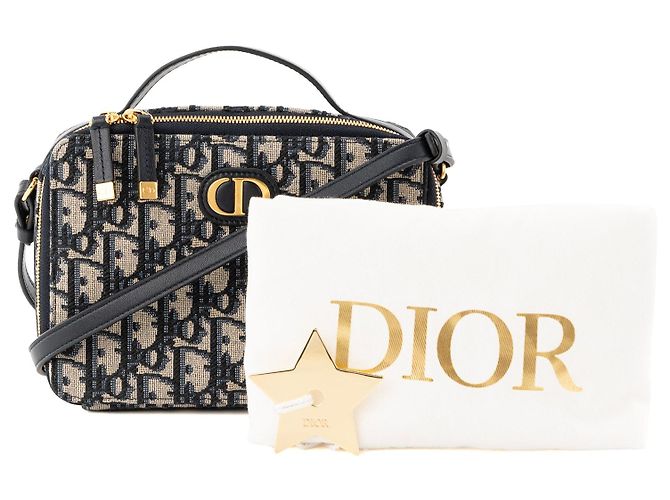 Autre Marque DIOR - Borsa a tracolla 30 Montaigne Pouch Dior in tela Dior Oblique blu navy e beige - vista 8