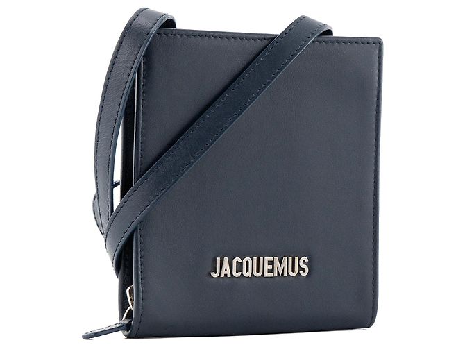 JACQUEMUS - Portafoglio a tracolla Jacquemus in pelle liscia blu navy - vista 2